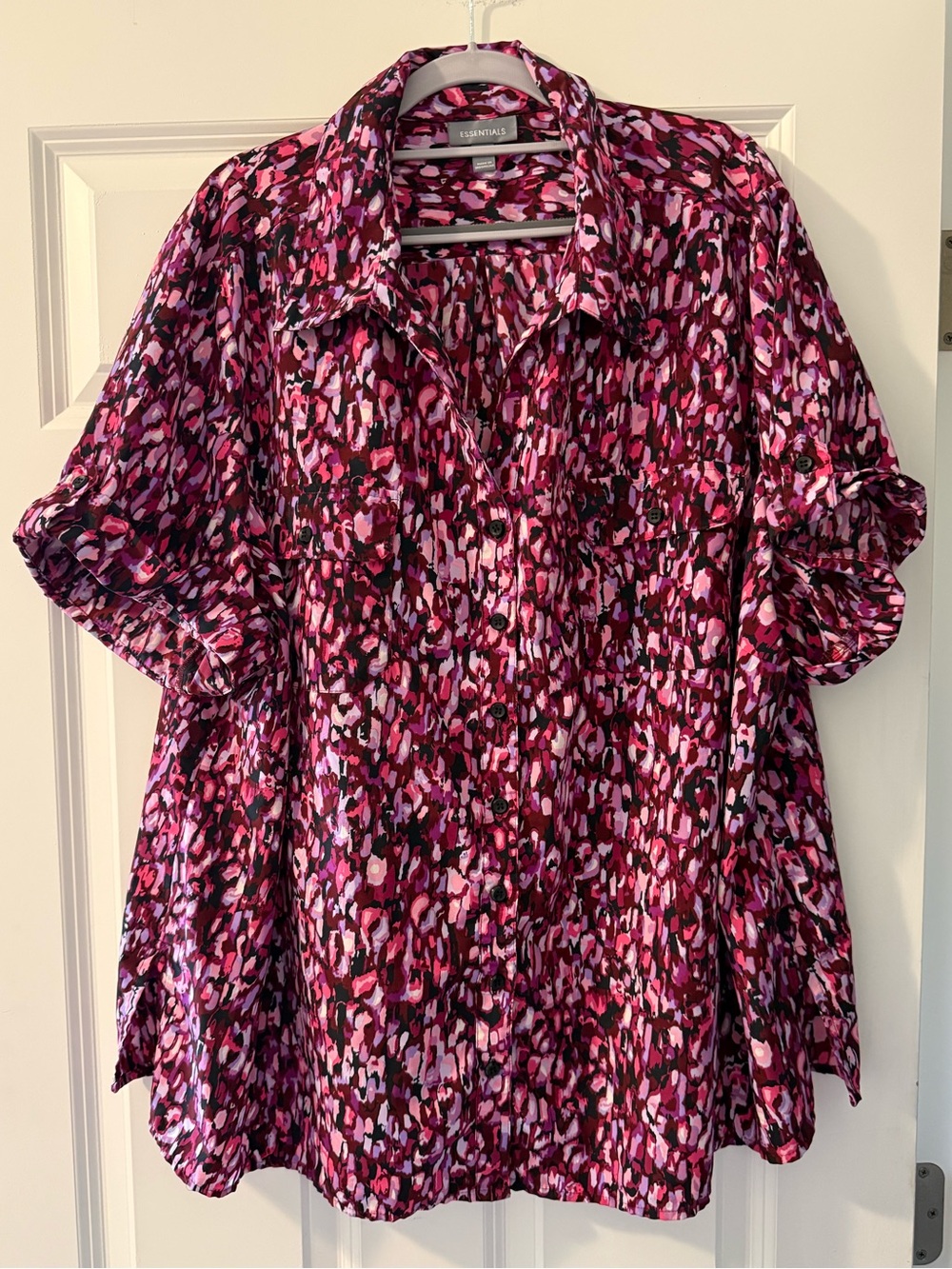 Essentials Button-Front Collared Blouse